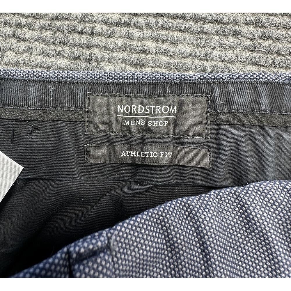Nordstrom Mens Shop Pants Mens 32W Blue Gray Athletic Fit Non Iron Stretch Chino - Picture 4 of 7